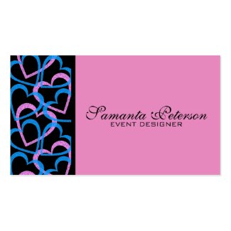 Pink And Blue Hearts Abstract Pattern Business Card Templates