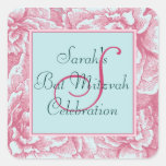 Pink and Blue Lables Square Stickers
