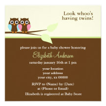 Pink and Blue Owls Baby Shower Invitations