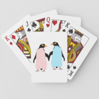 Pink and blue Penguins holding hands. Card Decks
