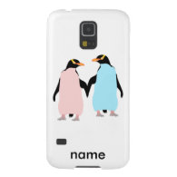 Pink and blue Penguins holding hands. Case For Galaxy S5