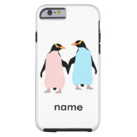 Pink and blue Penguins holding hands. Tough iPhone 6 Case