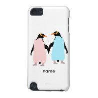 Pink and blue Penguins holding hands. iPod Touch 5G Cases