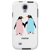 Pink and blue Penguins holding hands. Galaxy S4 Case
