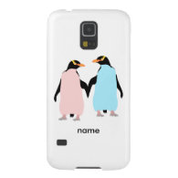 Pink and blue Penguins holding hands. Galaxy S5 Case
