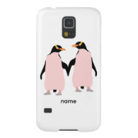 Pink and blue Penguins holding hands Case For Galaxy S5