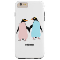 Pink and blue Penguins holding hands. Tough iPhone 6 Plus Case