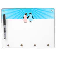 Pink and blue Penguins holding hands Dry-Erase Boards