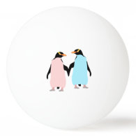 Pink and blue Penguins holding hands Ping-Pong Ball