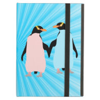 Pink and blue Penguins holding hands iPad Air Case