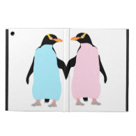 Pink and blue Penguins holding hands. Case For iPad Air
