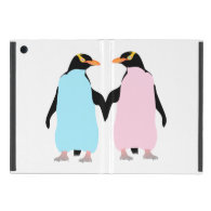 Pink and blue Penguins holding hands. iPad Mini Cases