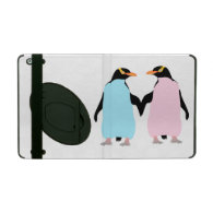 Pink and blue Penguins holding hands. iPad Cases