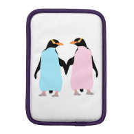 Pink and blue Penguins holding hands. iPad Mini Sleeves
