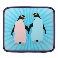Pink and blue Penguins holding hands iPad Sleeve