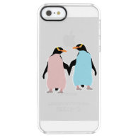 Pink and blue Penguins holding hands. Uncommon Clearly™ Deflector iPhone 5 Case