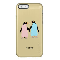 Pink and blue Penguins holding hands. Incipio Feather® Shine iPhone 6 Case