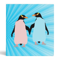 Pink and blue Penguins holding hands Vinyl Binders