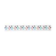 Pink and blue Penguins holding hands Invitation Belly Band