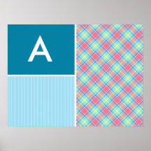 Pink and Blue Plaid Posters