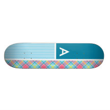 Pink and Blue Plaid Skateboards