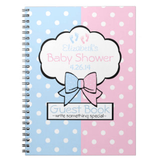 Pink and Blue Polka Dots Baby Shower Guest Book  Notebook