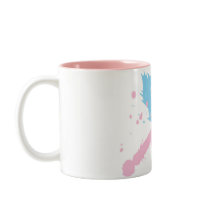 Pink and Blue Ribbon splash with footprints mugs