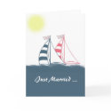 Pink and blue sailboats card
