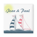 Pink and blue sailboats magnet