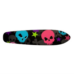 pink and blue skull skateboard