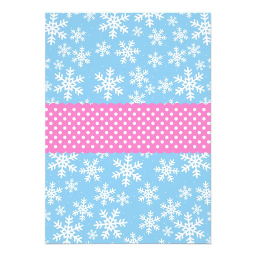 Pink and Blue Snowflakes Winter Onederland Personalized Invitation