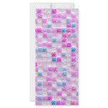 pink and blue squares pattern rack card