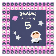 Pink and Blue Stars Sapcegirl Birthday Party Announcements