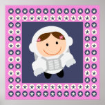 Pink and Blue Stars Spacegirl Print