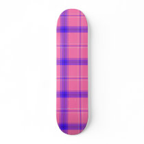 Pink and Blue Tartan Skateboard