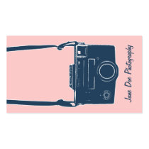 Pink and Blue Vintage Camera Business Card business cards