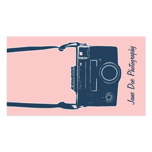 Pink and Blue Vintage Camera Business Card (front side)