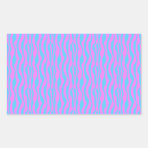 Pink and Blue Zebra Stripes Rectangular Sticker