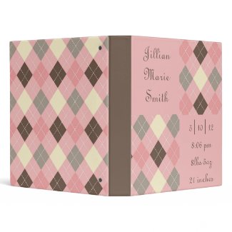 Pink and Brown Argyle Baby Book