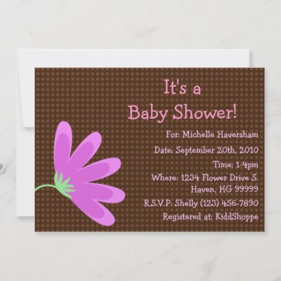 Baby Shower Brown  Pink on Very Cute Pink And Brown Flowers And Polka Dots Baby Shower Invitation