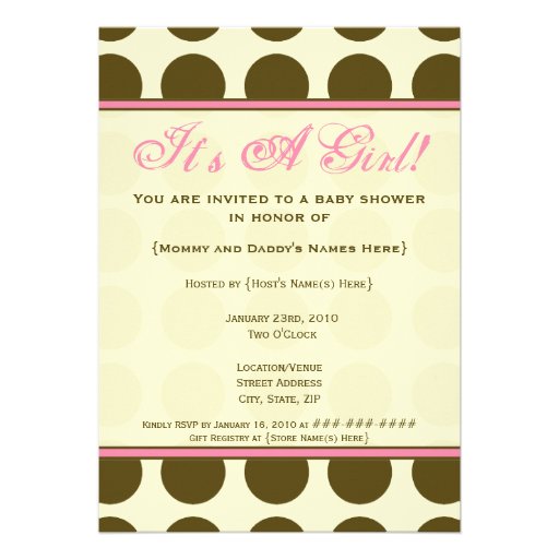 Pink and Brown Baby Shower Invitation