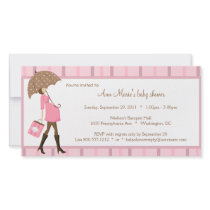 Pink And Brown Baby Shower Invitation Photo Card Template