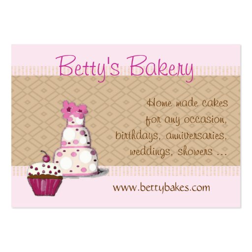 Pink and Brown Bakery Business Card (front side)