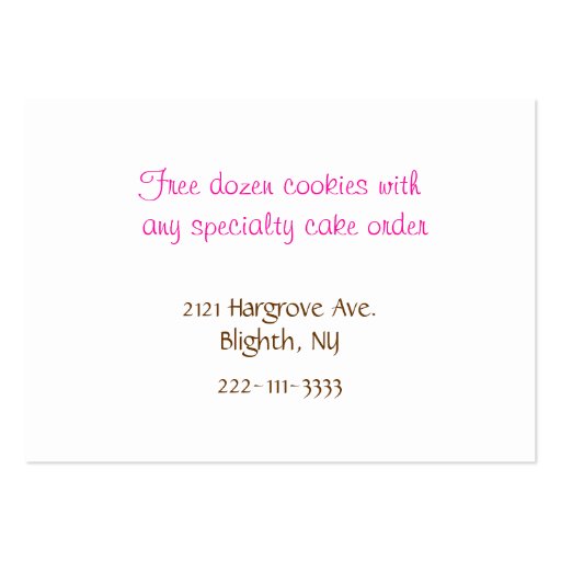 Pink and Brown Bakery Business Card (back side)