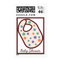 Pink and Brown Bib Baby Shower Postage Stamp