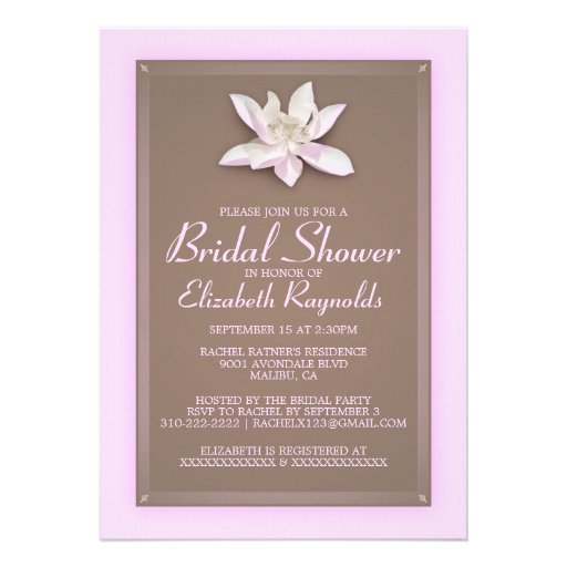 Pink and Brown Bridal Shower Invitations