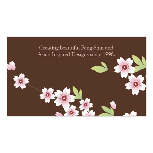 Pink and Brown Cherry Blossom Business Cards (back side)
