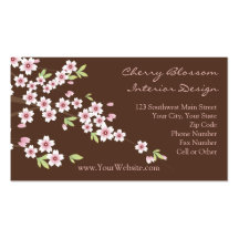 Pink and Brown Cherry Blossom Business Cards