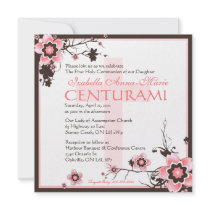 Pink and Brown Cherry Blossom Shower Invitation