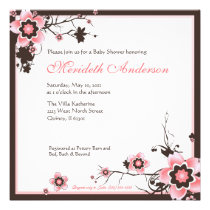 Pink and Brown Cherry Blossom Shower Invitation invitations